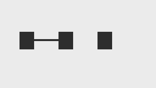 Generated input: A dark bridge joins two target rectangles. The merged component is rejected by the size and fill rules.